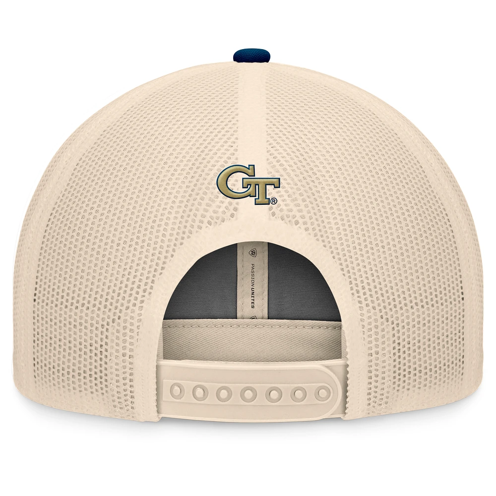 Men's Top of the World Navy/Natural Georgia Tech Yellow Jackets Bennett Trucker Adjustable Hat