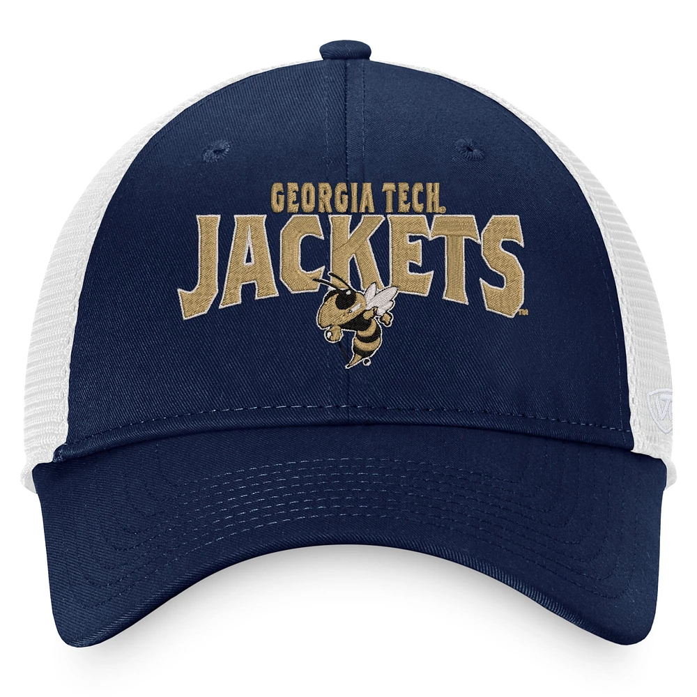 Men's Top of the World Navy/White Georgia Tech Yellow Jackets Breakout Trucker Snapback Hat