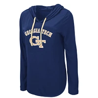 Women's Colosseum Navy Georgia Tech Yellow Jackets My Lover Lightweight Hooded Long Sleeve T-Shirt
