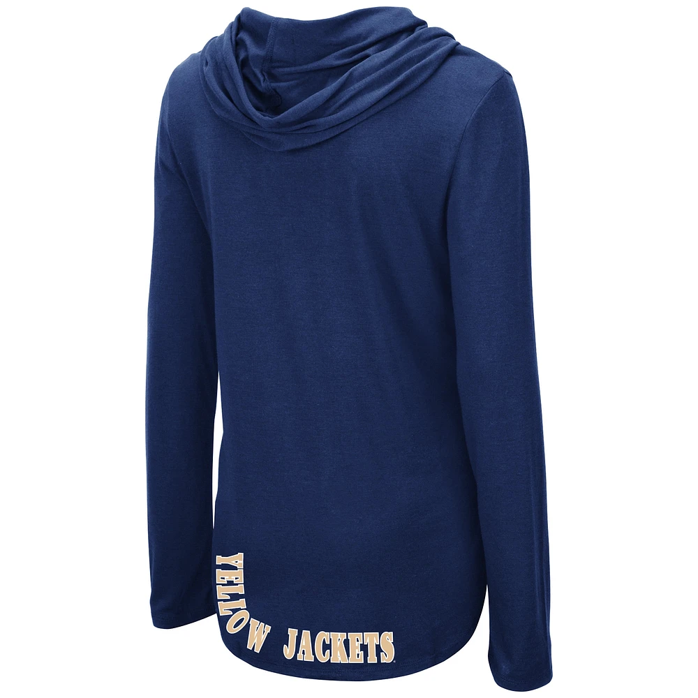 Women's Colosseum Navy Georgia Tech Yellow Jackets My Lover Lightweight Hooded Long Sleeve T-Shirt