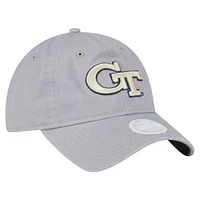 Women's New Era  Gray Georgia Tech Yellow Jackets Logo 9TWENTY Adjustable Hat
