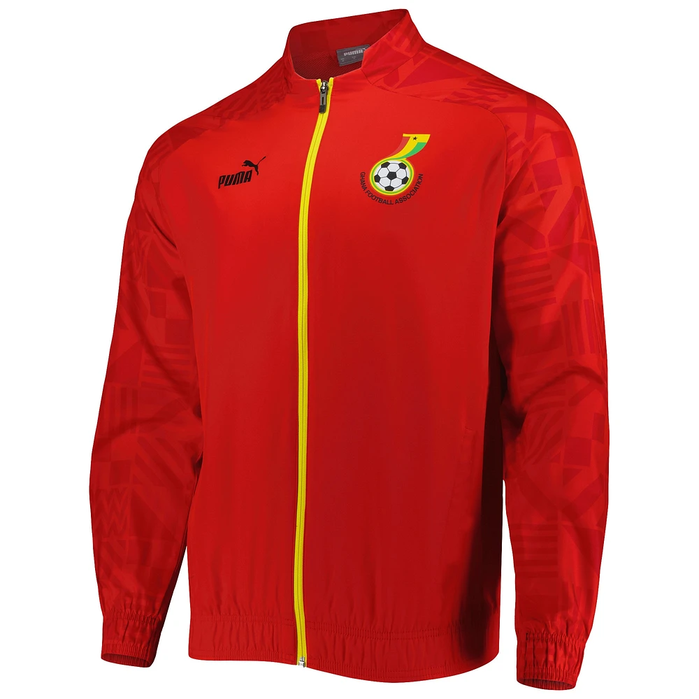 Men's Puma Red Ghana National Team Pre-Match Raglan Full-Zip Training Jacket