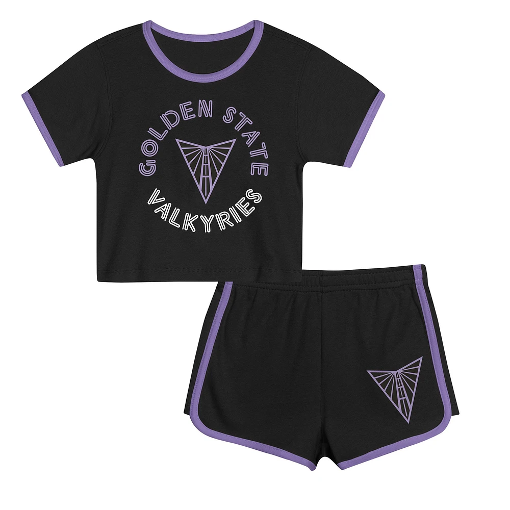 Toddler Outerstuff Black Golden State Valkyries Double Run T-Shirt & Shorts Set