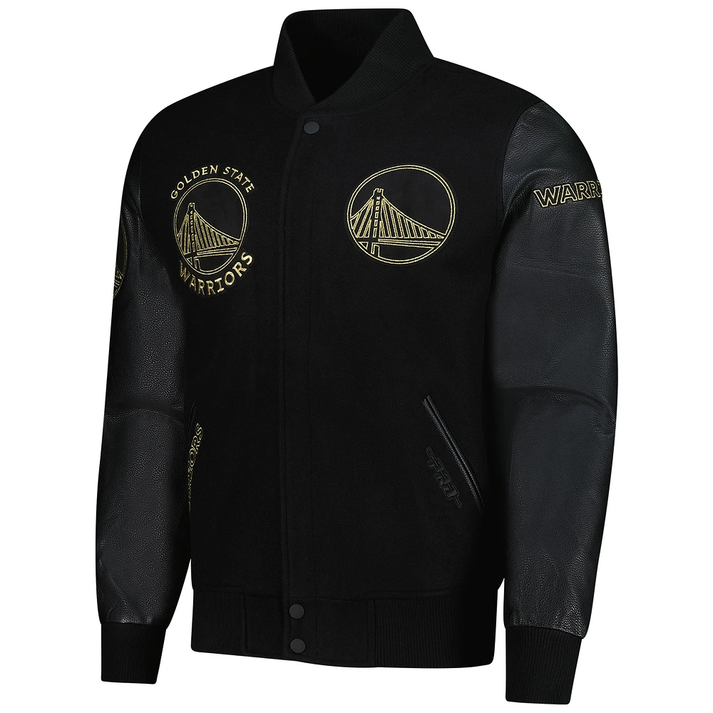 Men's Pro Standard  Black Golden State Warriors Full-Zip Varsity Jacket