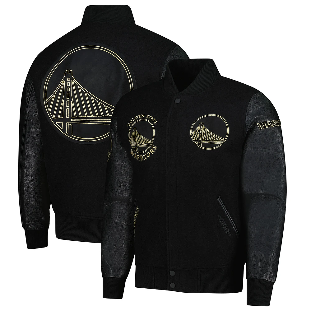 Men's Pro Standard Black Golden State Warriors Full-Zip Varsity Jacket