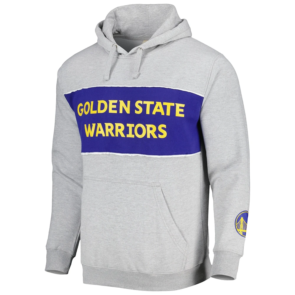 Men's Fanatics Heather Gray Golden State Warriors Wordmark French Terry Pullover Hoodie