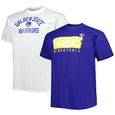 Ensemble de deux t-shirts Fanatics Royal/Blanc Golden State Warriors Big & Tall pour hommes