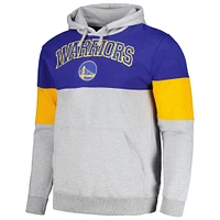 Men's Fanatics Royal Golden State Warriors Contrast Pieced Pullover Hoodie