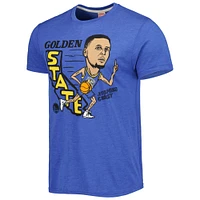 Men's Homage Stephen Curry Royal Golden State Warriors Caricature Tri-Blend T-Shirt