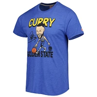 Men's Homage Stephen Curry Royal Golden State Warriors Player Caricature Tri-Blend T-Shirt