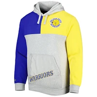 Men's Mitchell & Ness  Heather Gray Golden State Warriors Tie-Breaker Pullover Hoodie