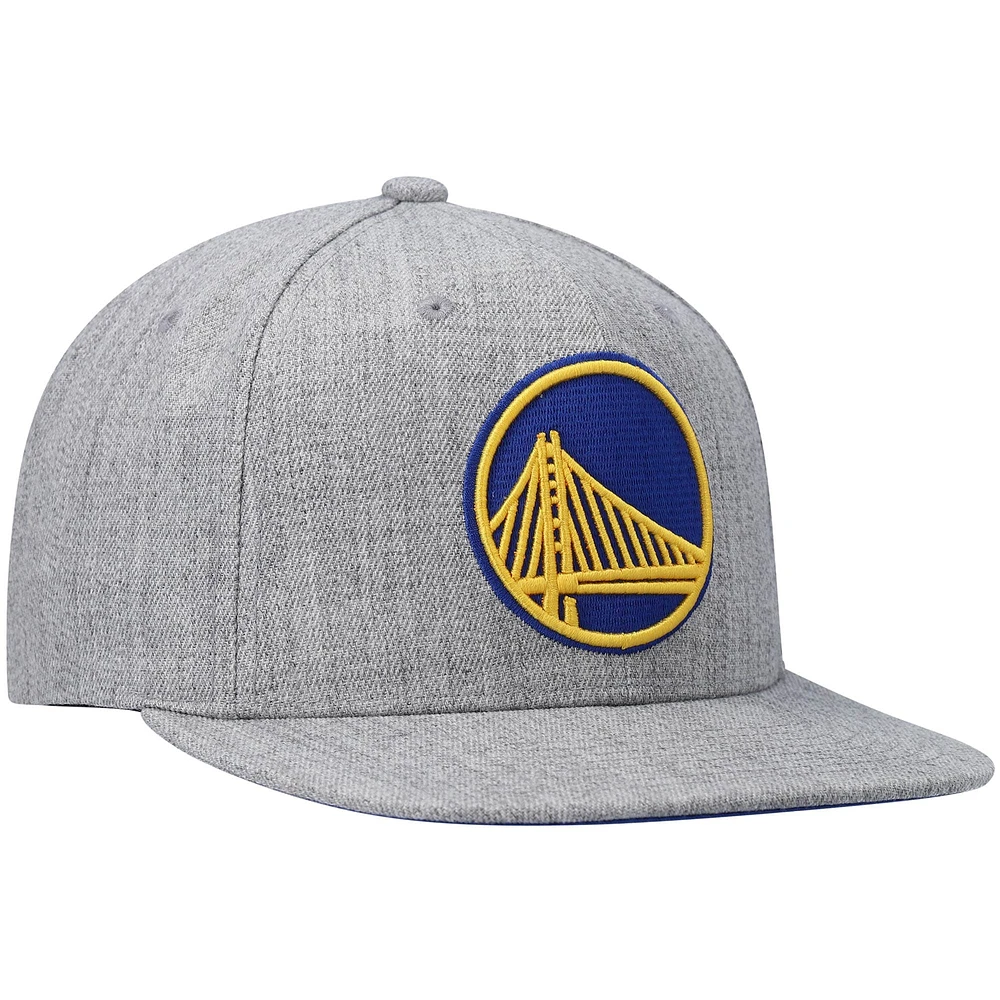 Men's Mitchell & Ness Heathered Gray Golden State Warriors 2.0 Snapback Hat