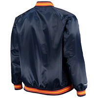 Men's Mitchell & Ness Navy Golden State Warriors Big Tall Hardwood Classics Raglan Satin Full-Snap Jacket