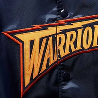 Men's Mitchell & Ness Navy Golden State Warriors Big Tall Hardwood Classics Raglan Satin Full-Snap Jacket