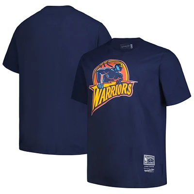 Men's Mitchell & Ness Navy Golden State Warriors Big Tall Hardwood Classics Vintage Logo T-Shirt