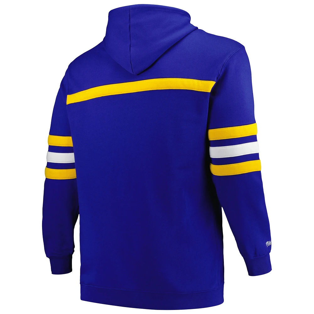Men's Mitchell & Ness Royal Golden State Warriors Big Tall Hardwood Classics Head Coach Pullover Hoodie