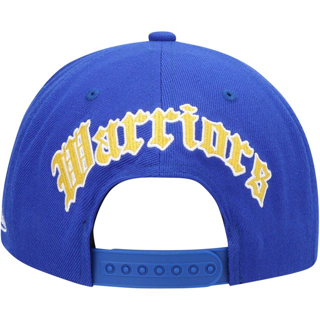 Mitchell & Ness Royal Golden State Warriors Hardwood Classics English Dropback pour homme - Casquette Snapback