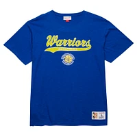 Men's Mitchell & Ness Royal Golden State Warriors Hardwood Classics Felt Applique Slub T-Shirt