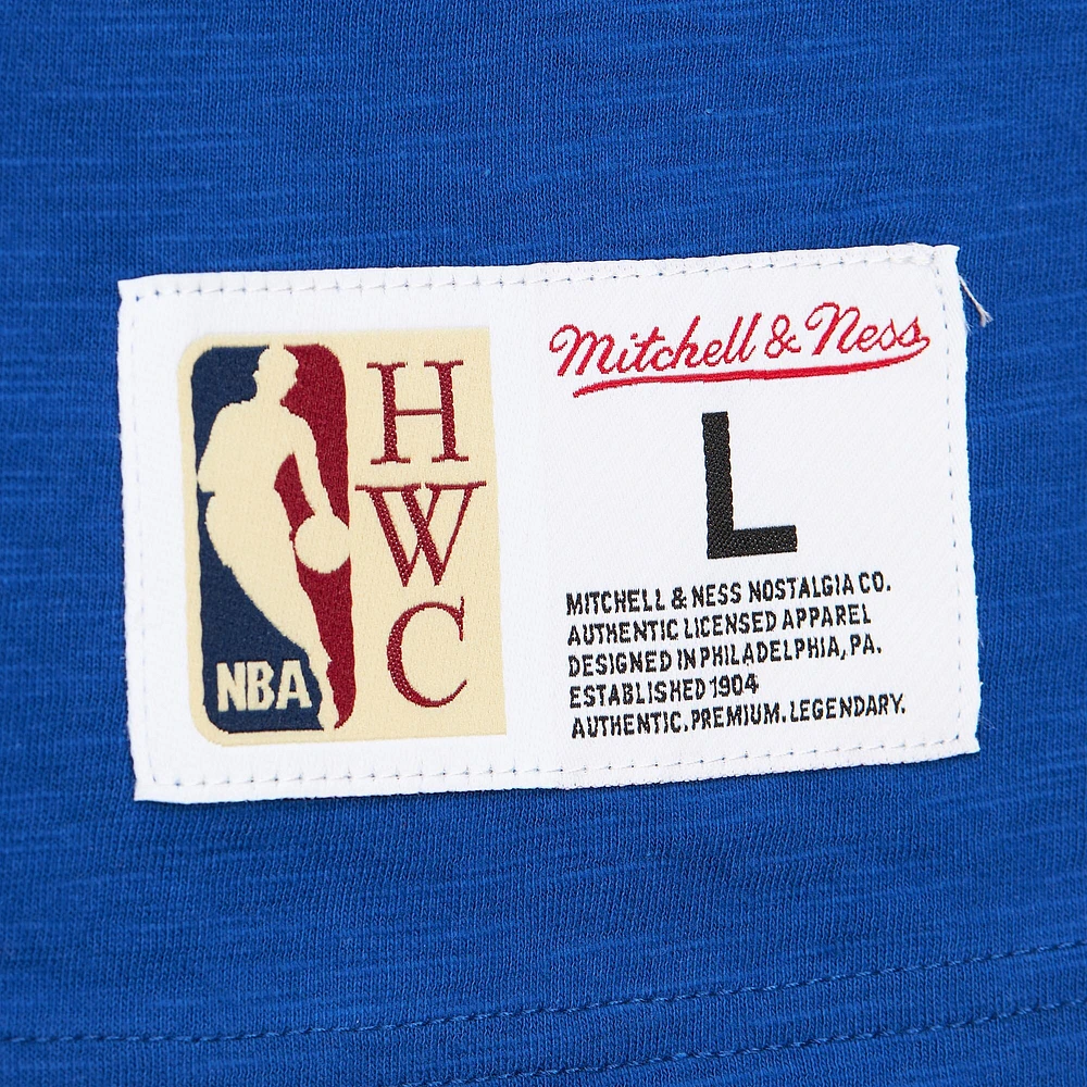 Men's Mitchell & Ness Royal Golden State Warriors Hardwood Classics Felt Applique Slub T-Shirt