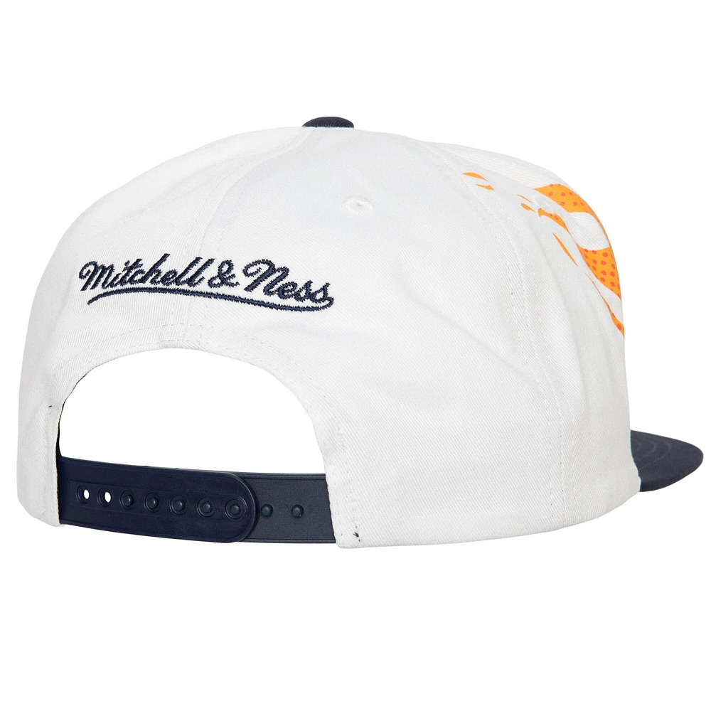 Men's Mitchell & Ness White Golden State Warriors Hot Fire Snapback Hat