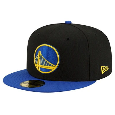 Casquette ajustée 59FIFTY bicolore New Era pour hommes, noir/Royal Golden State Warriors