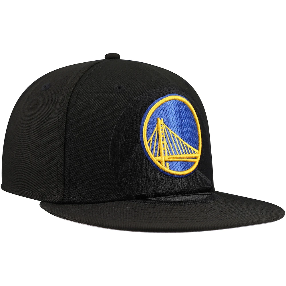 Casquette ajustée 59FIFTY noire avec logo Blackout Shadow des Golden State Warriors New Era pour hommes