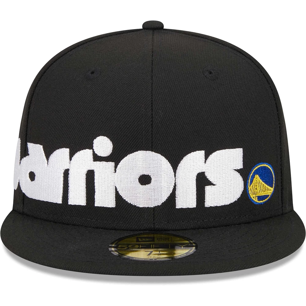 Men's New Era Black Golden State Warriors Checkerboard UV 59FIFTY Fitted Hat