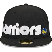 Men's New Era Black Golden State Warriors Checkerboard UV 59FIFTY Fitted Hat