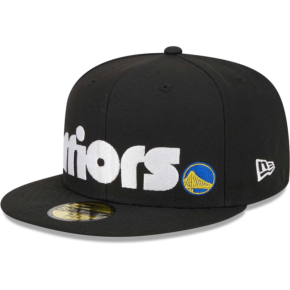 Men's New Era Black Golden State Warriors Checkerboard UV 59FIFTY Fitted Hat