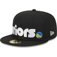 Men's New Era Black Golden State Warriors Checkerboard UV 59FIFTY Fitted Hat