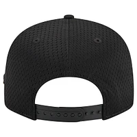 Men's New Era Black Golden State Warriors Post-Up Pin Mesh 9FIFTY Snapback Hat