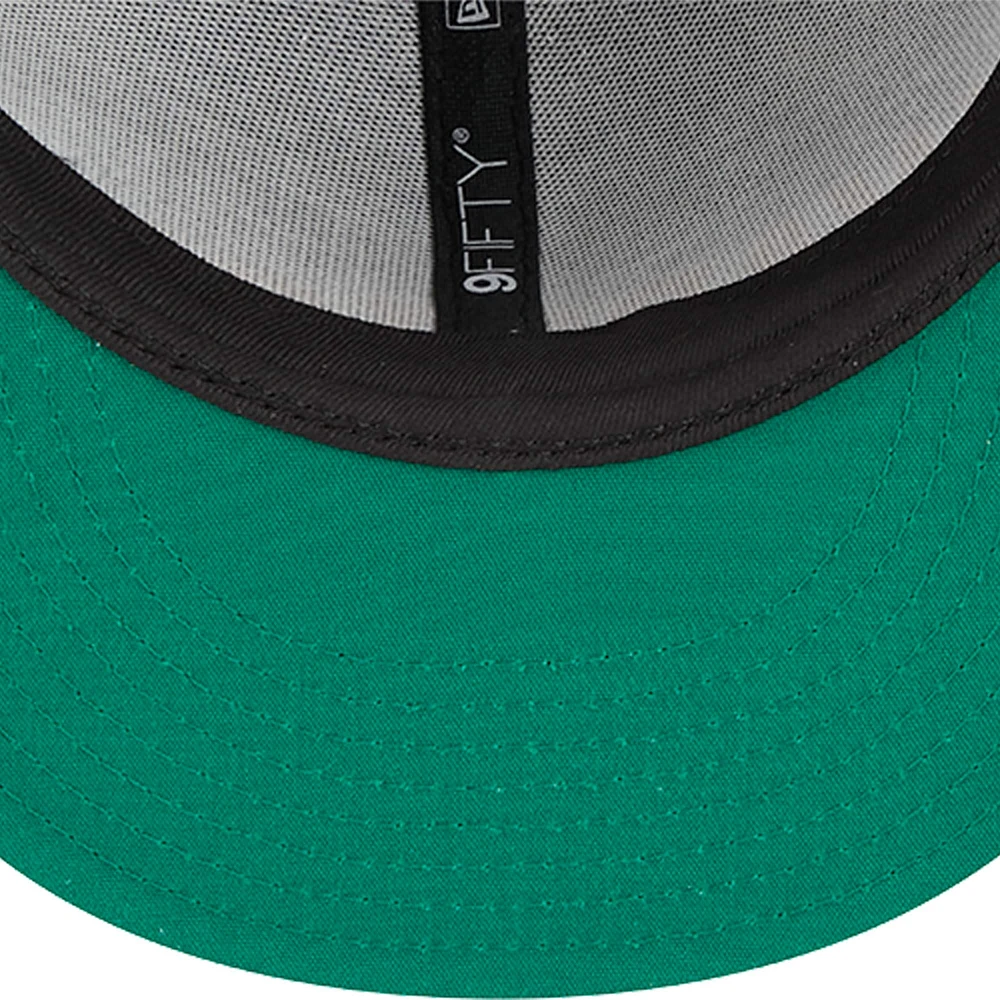 Men's New Era Black Golden State Warriors Post-Up Pin Mesh 9FIFTY Snapback Hat
