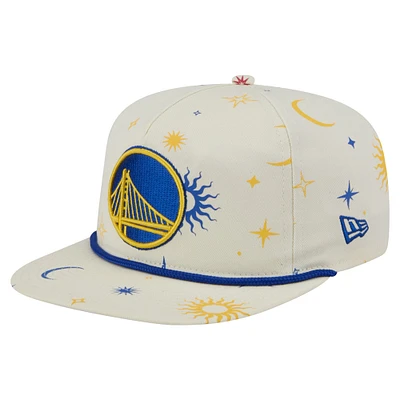 Casquette Snapback Lunar Golfer Golden State Warriors de New Era pour homme, couleur crème
