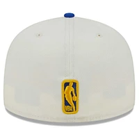 Men's New Era Cream Golden State Warriors Piped Pop Panel 59FIFTY Fitted Hat