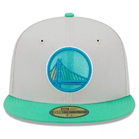 Men's New Era Golden State Warriors Cream and Green 59FIFTY Fitted Hat