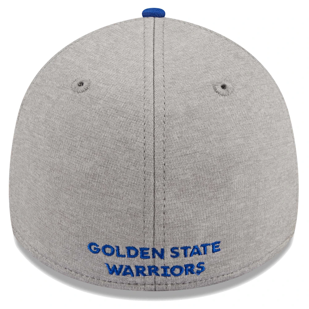 Men's New Era Gray/Royal Golden State Warriors Striped 39THIRTY Flex Hat