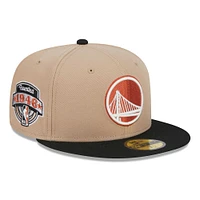 Men's New Era Khaki/Black Golden State Warriors Burnt Orange Logo Two-Tone 59FIFTY Fitted Hat