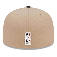 Men's New Era Khaki/Black Golden State Warriors Burnt Orange Logo Two-Tone 59FIFTY Fitted Hat
