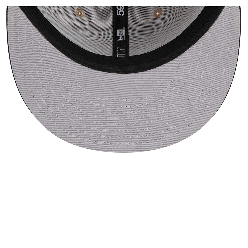 Men's New Era Khaki/Black Golden State Warriors Burnt Orange Logo Two-Tone 59FIFTY Fitted Hat