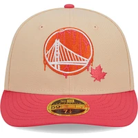 Casquette ajustée 59FIFTY New Era kaki/corail Golden State Warriors Drip Low Profile pour hommes