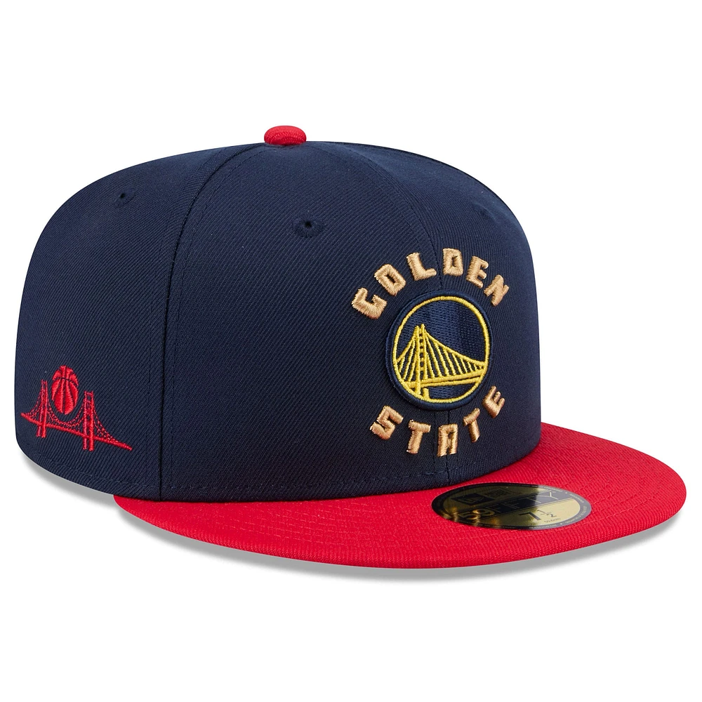 Casquette ajustée 59FIFTY Golden State Warriors 2024/25 City Edition New Era pour homme bleu marine