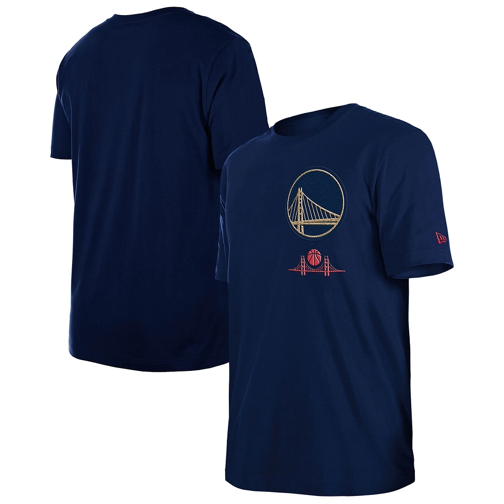 T-shirt épais en chenille bleu marine Golden State Warriors 2024/25 City Edition pour homme New Era