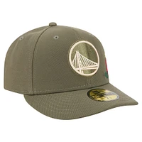 Men's New Era Olive Golden State Warriors Tonal Florals 59FIFTY Fitted Hat
