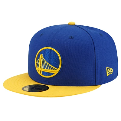 Casquette ajustée 59FIFTY bicolore New Era Royal/Gold Golden State Warriors pour hommes