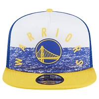 Men's New Era Royal Golden State Warriors Arch A-Frame Trucker 9FIFTY Snapback Hat