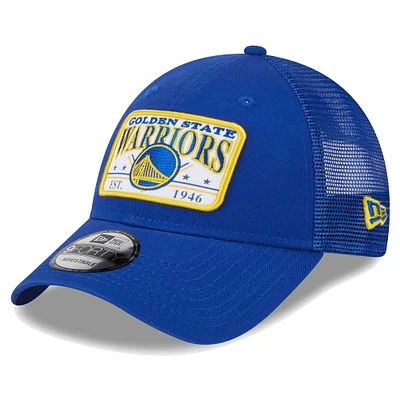 Casquette réglable surdimensionnée 9FORTY avec patch Royal Golden State Warriors New Era pour hommes