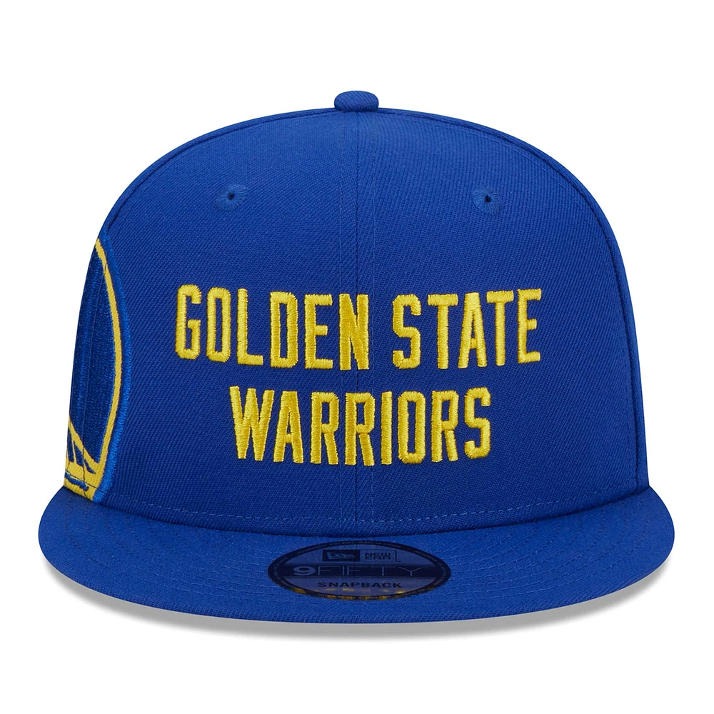 Men's New Era Royal Golden State Warriors Side Logo 9FIFTY Snapback Hat