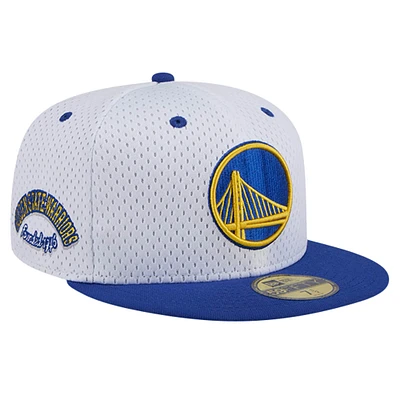 Casquette ajustée 59FIFTY Throwback 2Tone New Era pour hommes, blanc/royal, Golden State Warriors