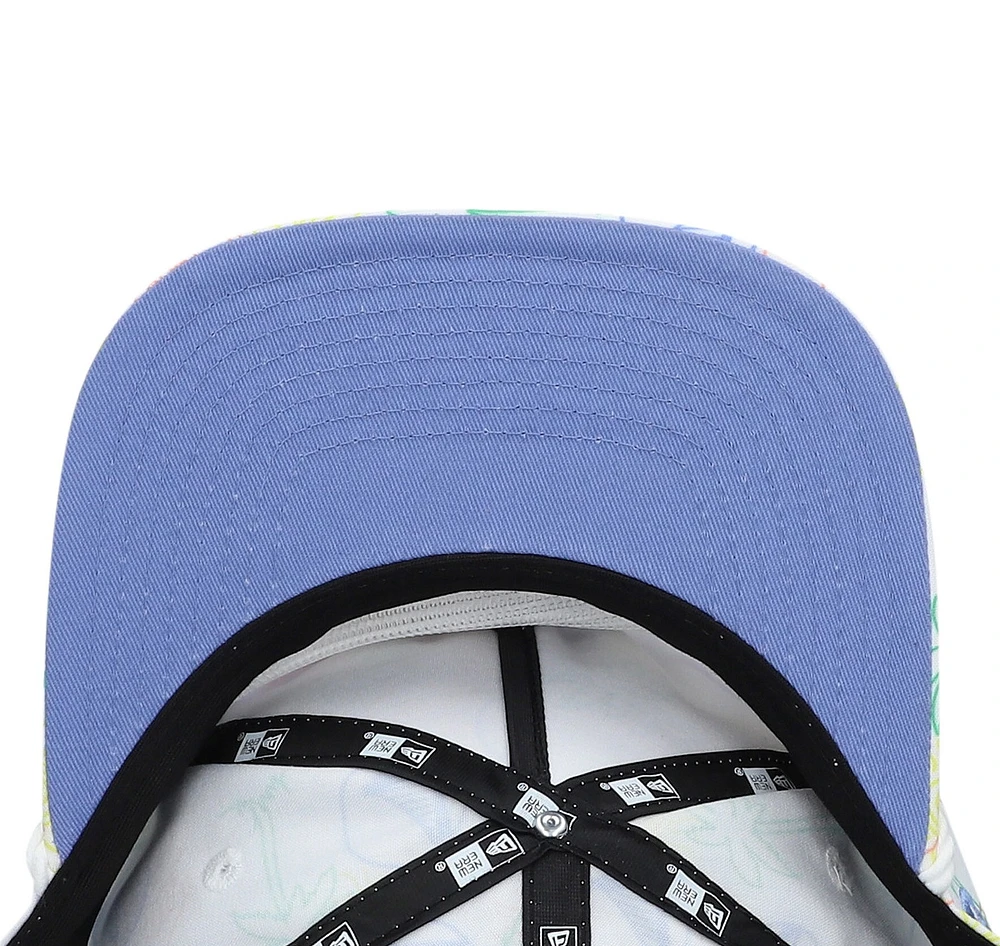 Men's New Era White Golden State Warriors Palm Trees and Waves Golfer Adjustable Hat