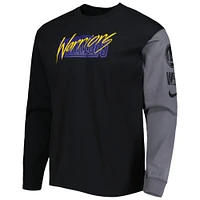 Men's Nike Black Golden State Warriors Courtside Versus Flight MAX90 Long Sleeve T-Shirt